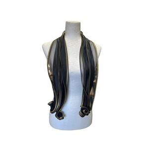 Vtg Tammy Child Black Gold Silk Organza Scarf Unique Statement Classy